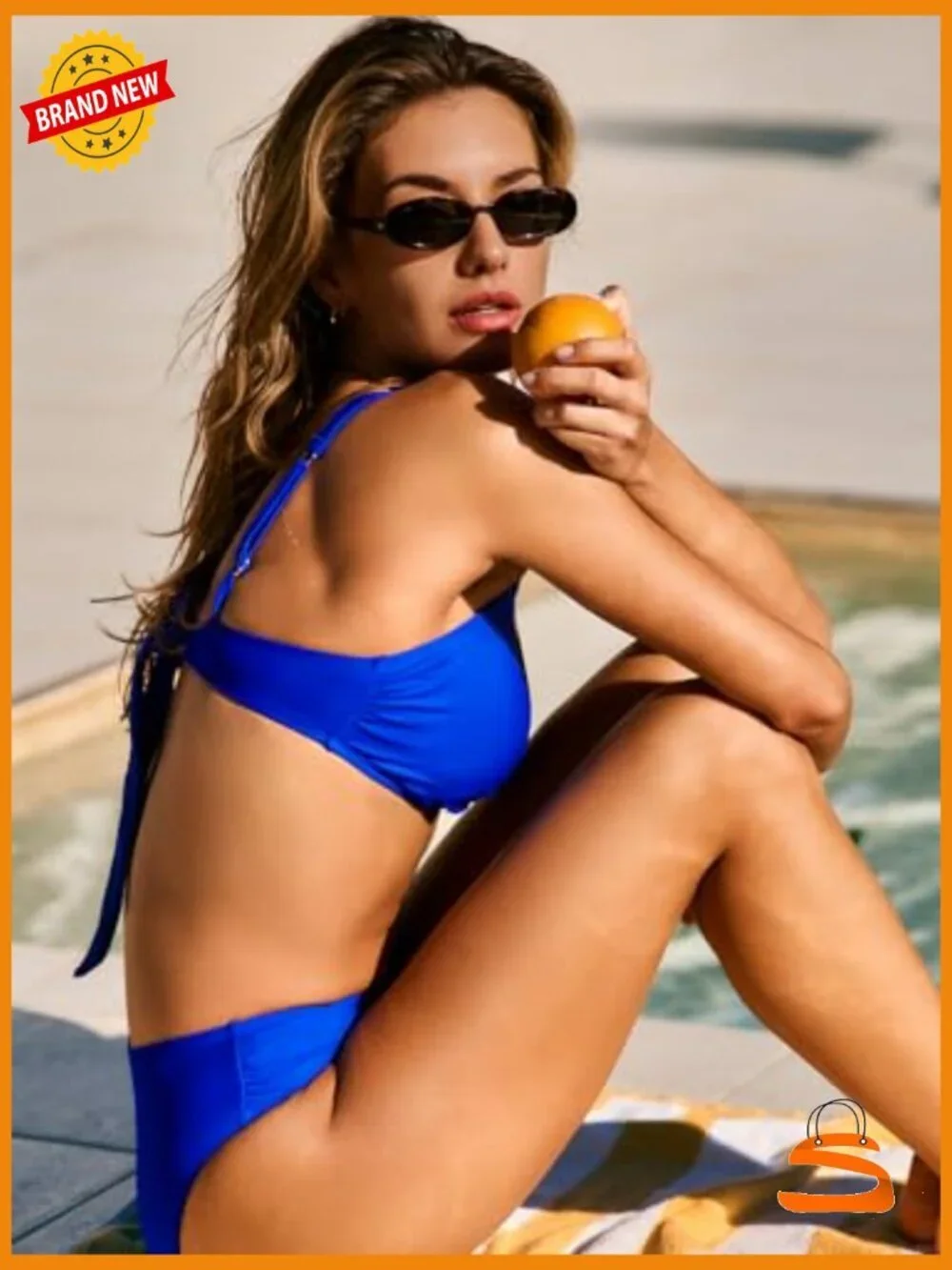Adjustable Self Tie Two Piece Bikini Set Scoop Neck Mid Rise Ruched Swimwear